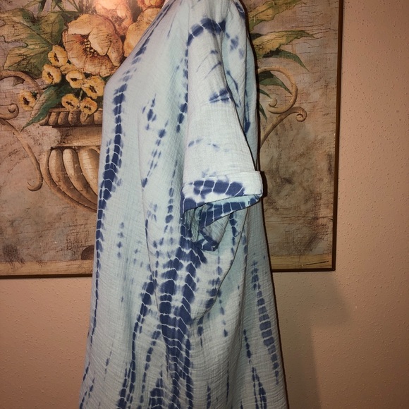Sz L J. Jill Light Blue Tie-Dye Tunic Shirt Boho - Picture 6 of 16